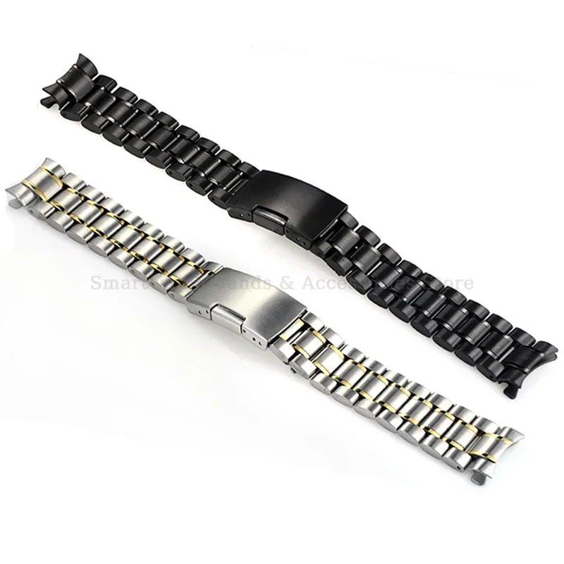 منحني نهاية حزام 16 مللي متر 18 مللي متر 20 مللي متر 22 مللي متر 24 مللي متر الفولاذ المقاوم للصدأ المعصم الفرقة العالمي استبدال سوار ساعة الصلبة للطي المشبك