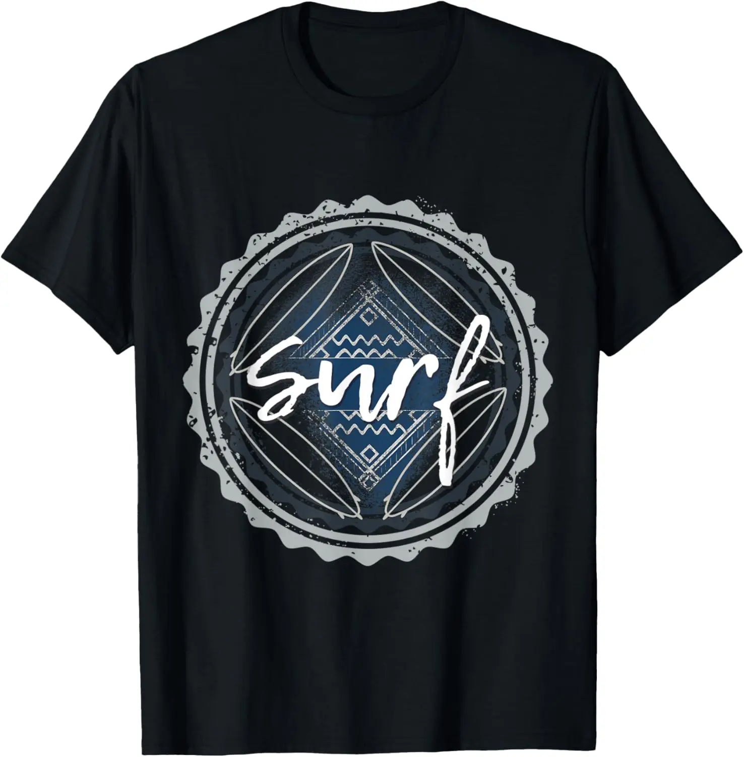 

Surf Hawaiian Tribal Graphic Print Men's Casual Cotton T-Shirt Summer Surfer Tee
