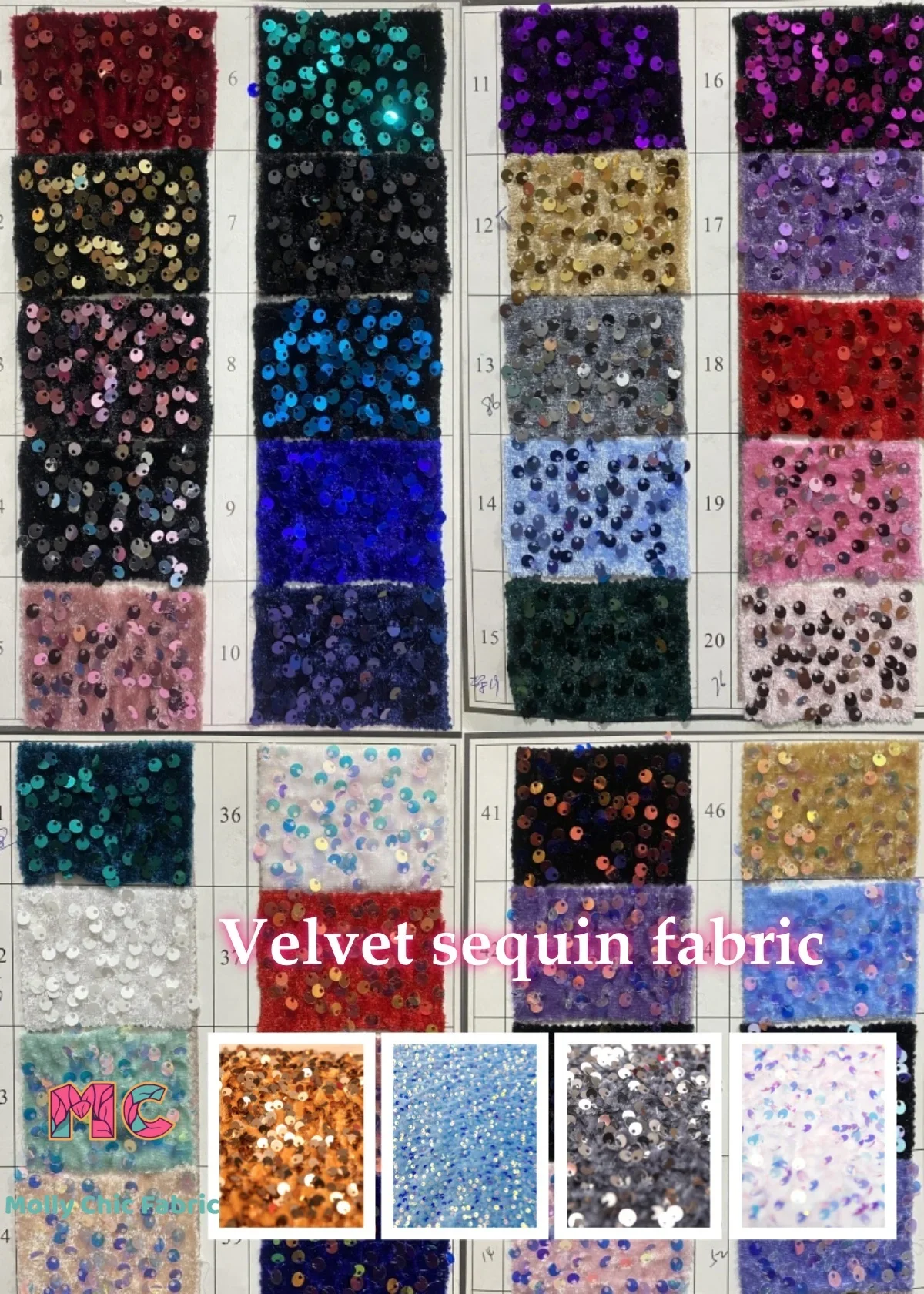 Vestido de mujer cosido de tela bordada con lentejuelas de colores de terciopelo multicolor de 5mm con tela elástica