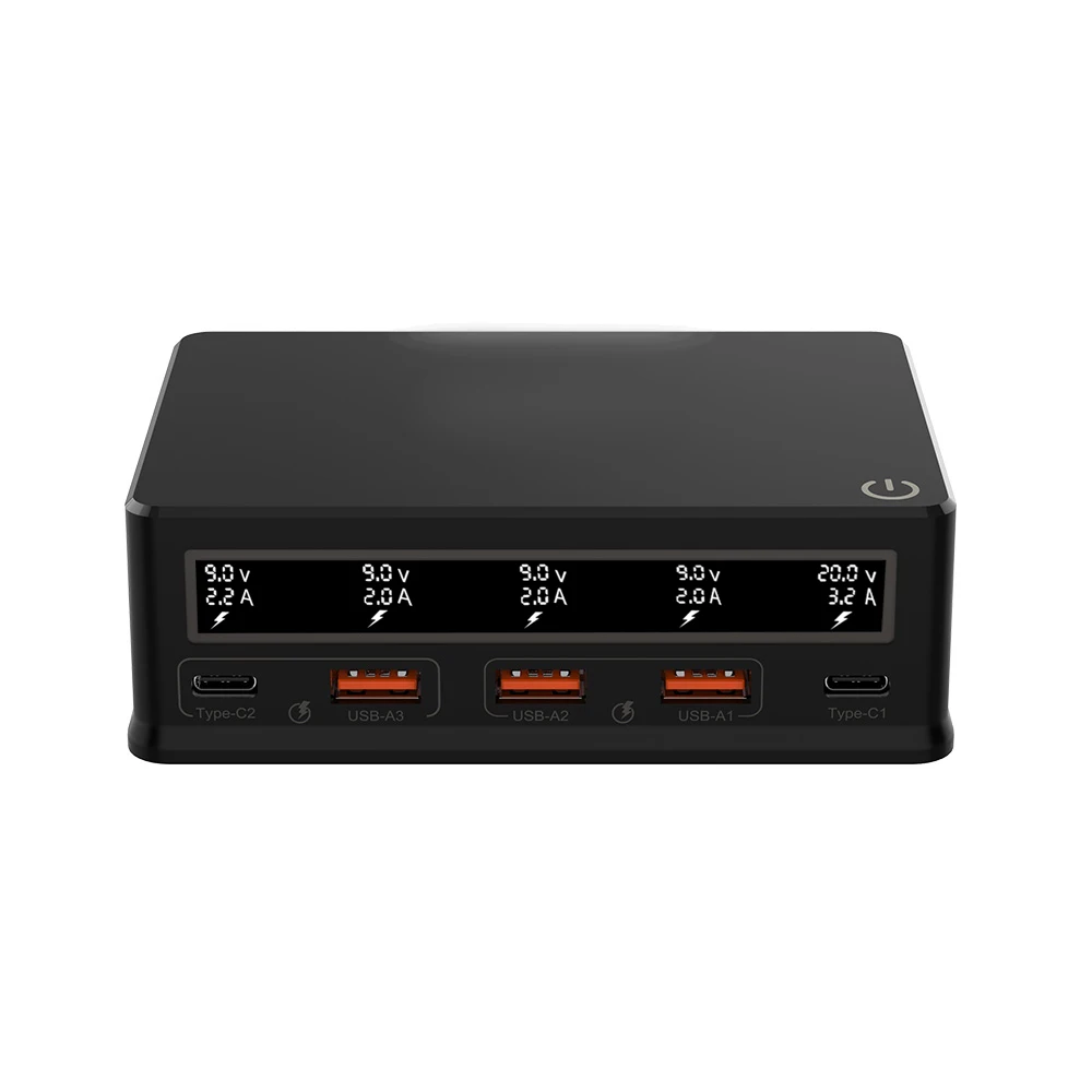 

EU 110W 5Port USB Smart Charging Station PD USB C Fast Charger For iPhone 14 13 12 Laptop Samsung Xiaomi with LCD Screen Display