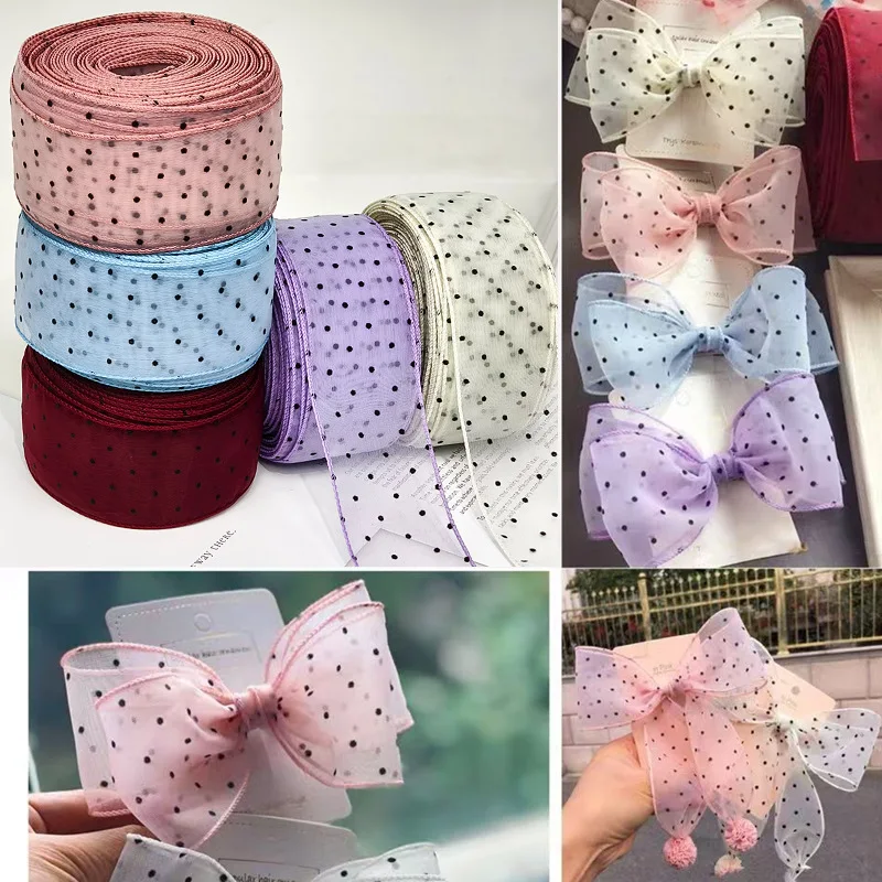 

2025 New Hot Sale Wavelet Dot Edging Gauze Belt New Korean Style Gauze Belt Sweet Clothing Accessories Diy Handmade Bow Material