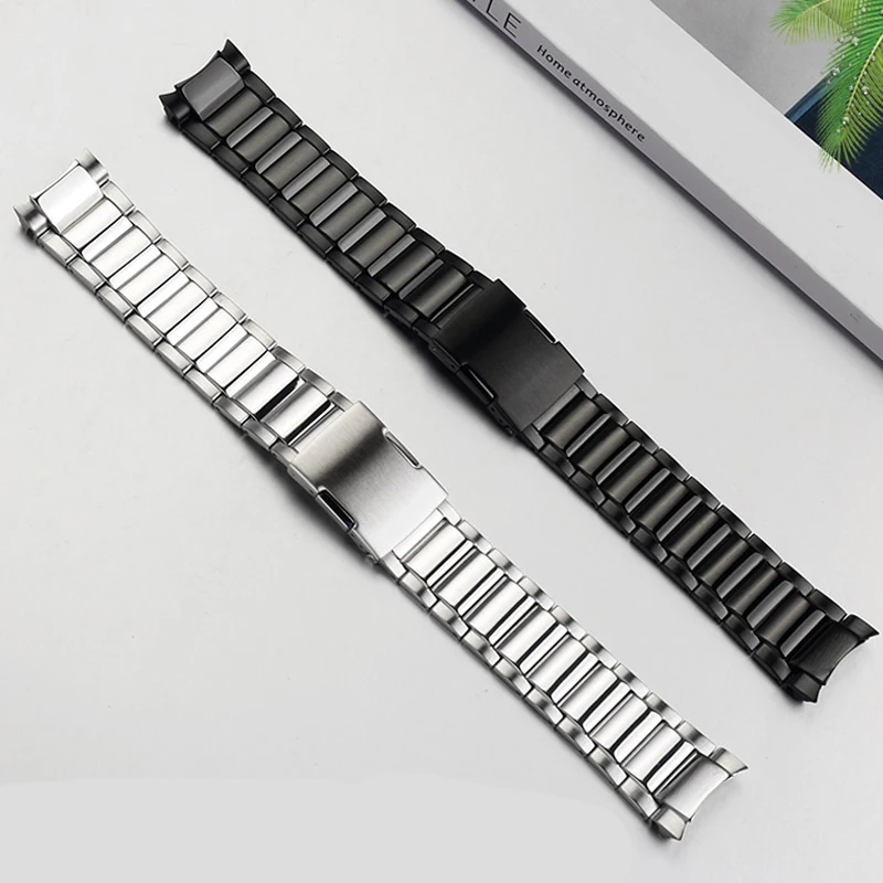 Curved End Stainless Steel Watch Strap for Casio Edifice World Map Series EFR-303 EFR303 Business Solid Arc Mouth Watchband 22mm