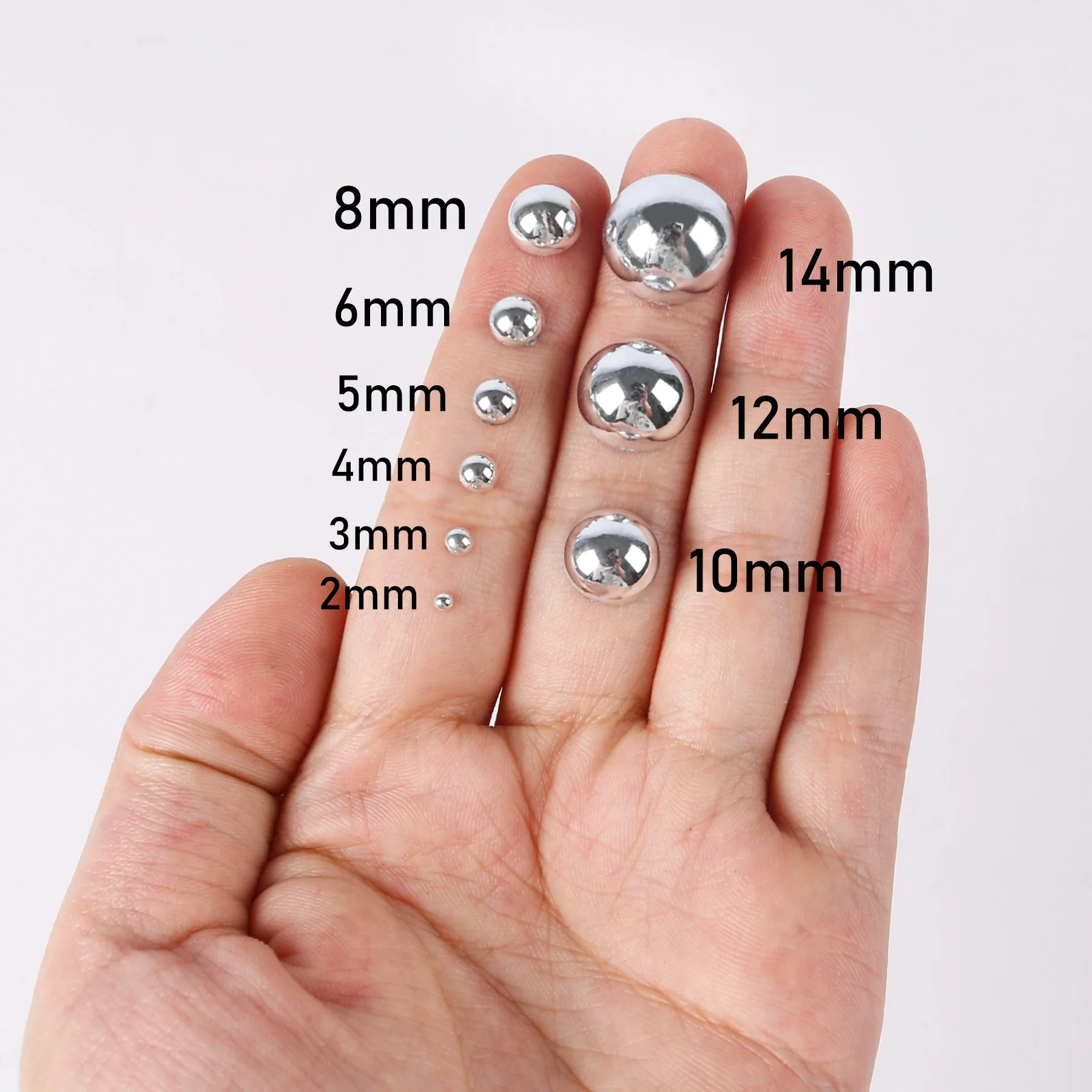 4mm 5mm 6mm 8mm 10m 14mm 3D Nail Art Punk Silver Pearl Shape Gothic Design Luxury Charms Manicure Tips Rhinestones Decoration