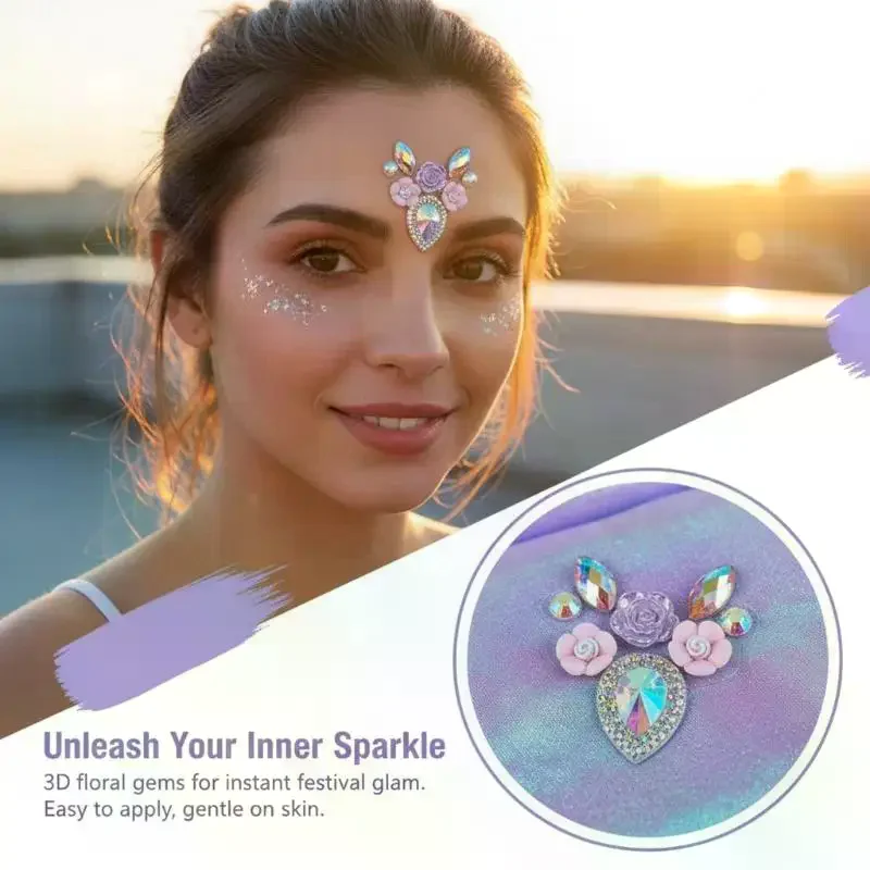 Rave Makeup 3D Face Rhinestone - Body Jewelry Stickers review and price