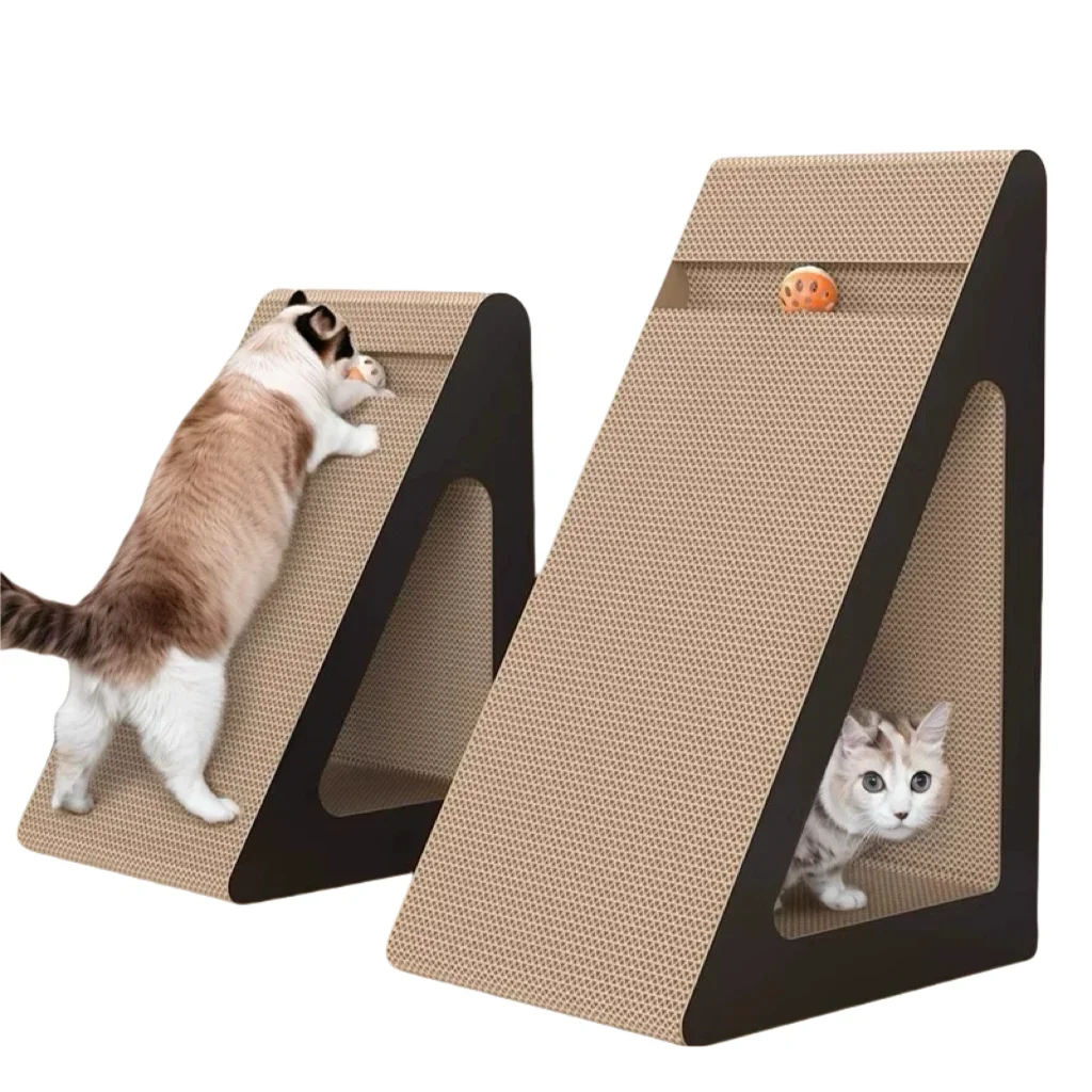 

2 in 1 Triangles Cat Scratching Board Large Reversible Climbing Cardboard with Rotating Balls Relieves Stress For Indoor Cats