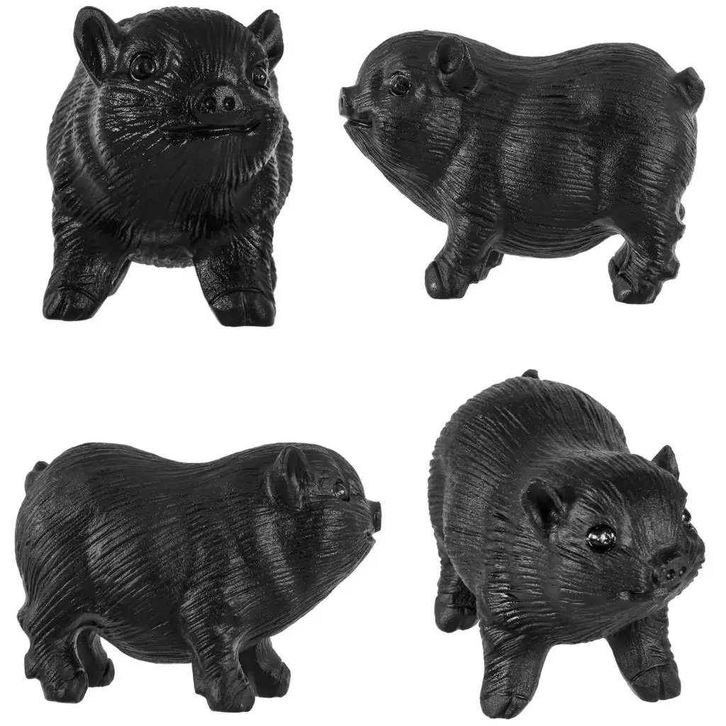 

Mini Pig Statue Natural Black Obsidian Carved Animal Figurine Handcrafts For Home Decor Office Ornaments With Free Gift Box