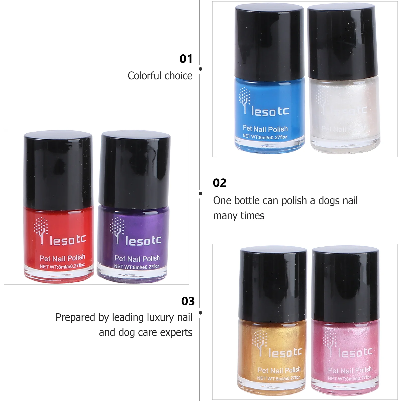 6pcs Water-Base Healthy Ingredients Pet Dog Nail Polish Pet Supplies pet products Pet Nail Polish