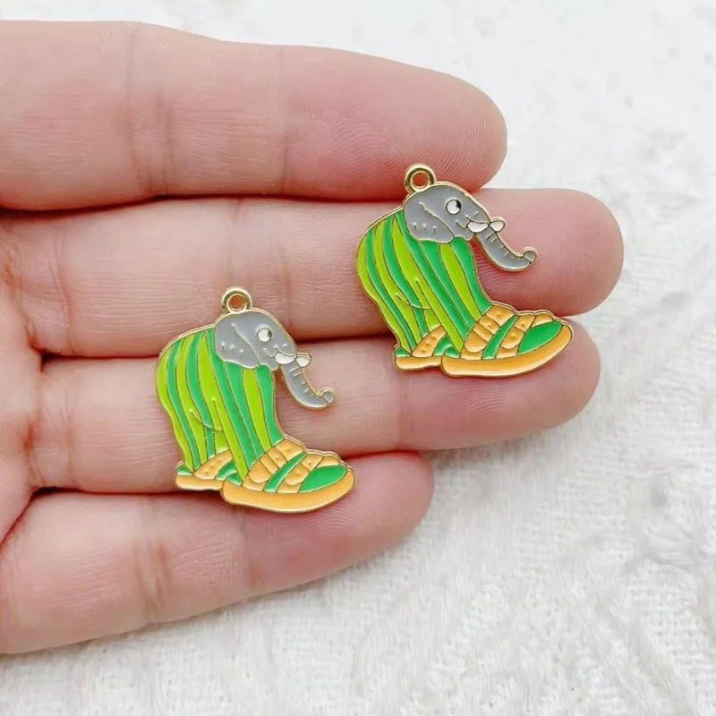 10pcs Creative Alloy Drip Oil Jewelry, Monster, Funny, Abstract, Wooden Stick, Man, Shark, DIY Accessories, Pendant view 2