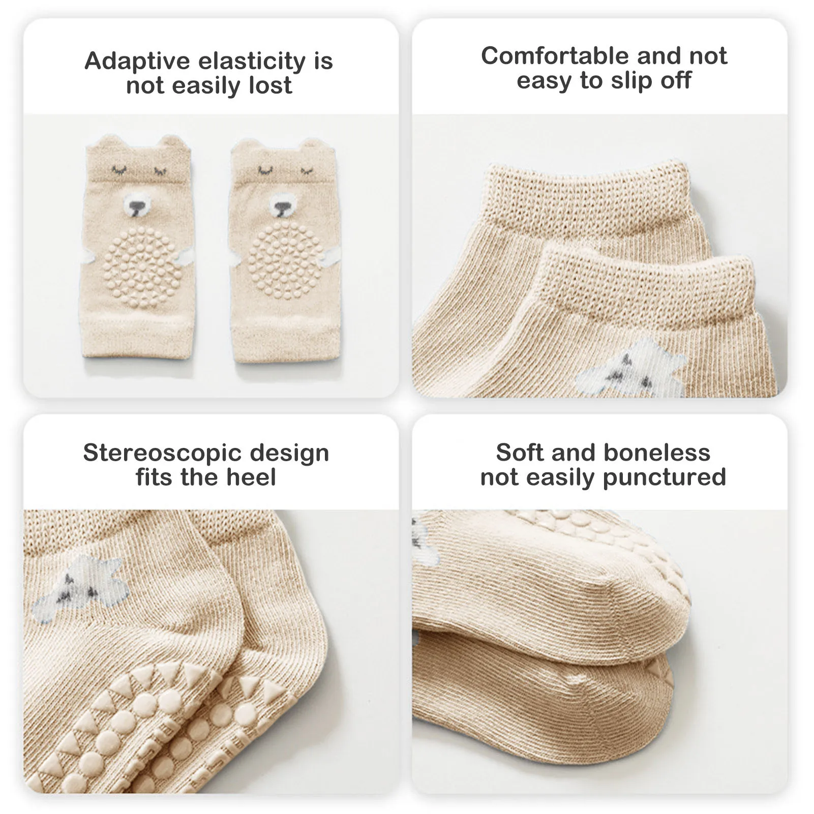 Genouillères et chaussettes pour bébé avec poignées, chaussettes coordonnantes pour tout-petits, protège-genoux pour tout-petits, bébés garçons et filles