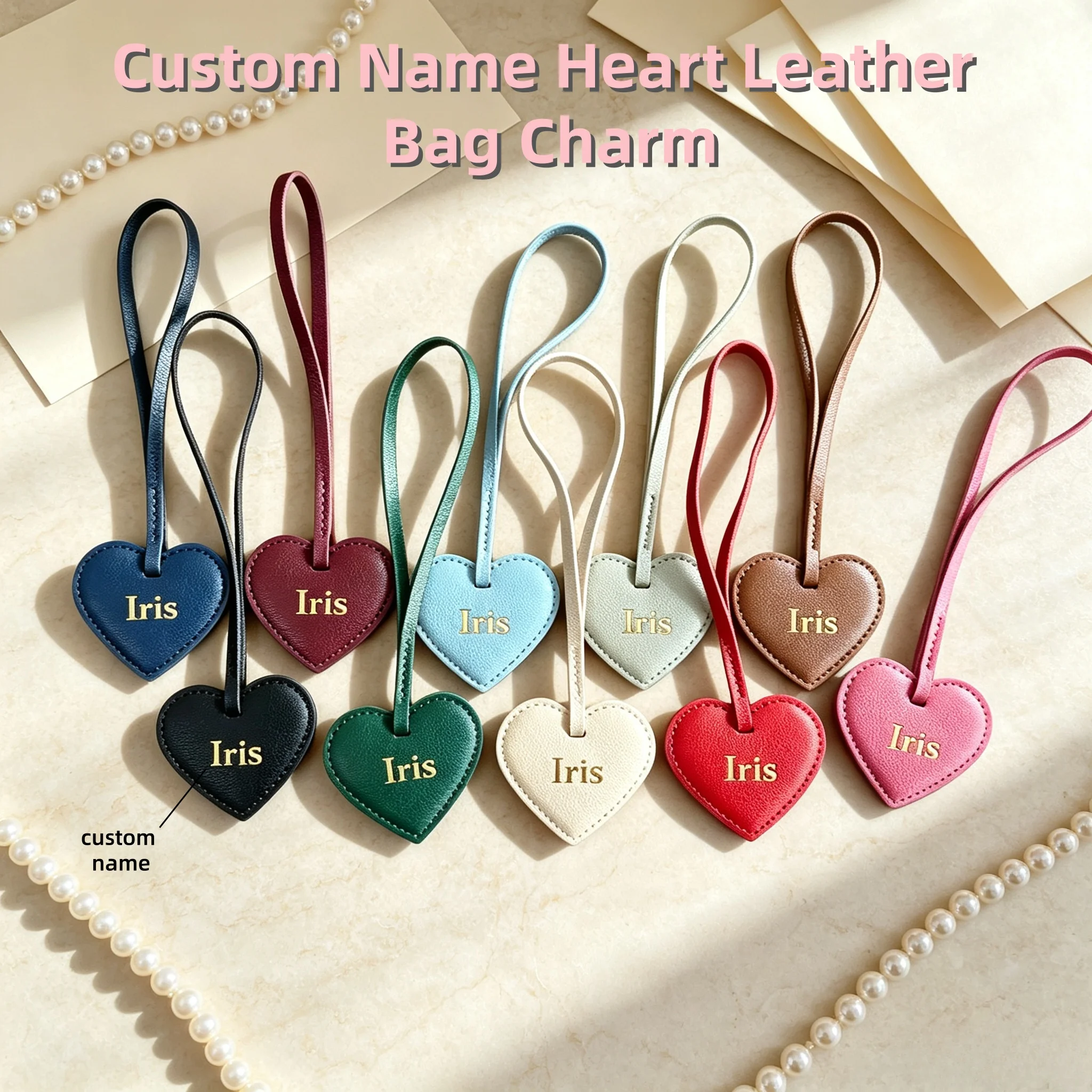 Customized Name Creative Heart-Shaped PU Leather Single-Shoulder Bag,Elegant Double-Shoulder Crossbody Bag Pendant, Personalized