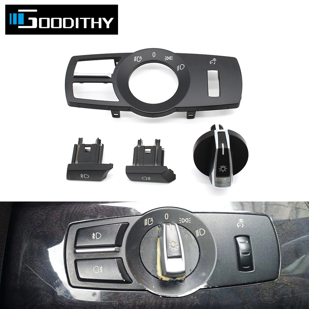 

Car Interior Headlight Switch Rotation Button Headlamp Control Panel Cover For BMW 5 6 7 Series X3 X4 F10 F11 F07 F06 F01 F25