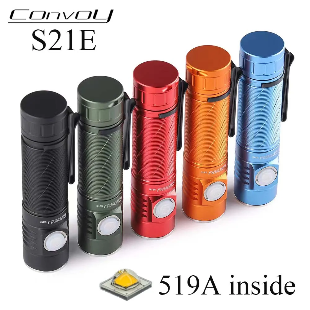 Flashlight Convoy S21E with 519A Linterna Led 21700 Flash Light High Power Torch Camping Lamp Work Light Type-c Charging Port