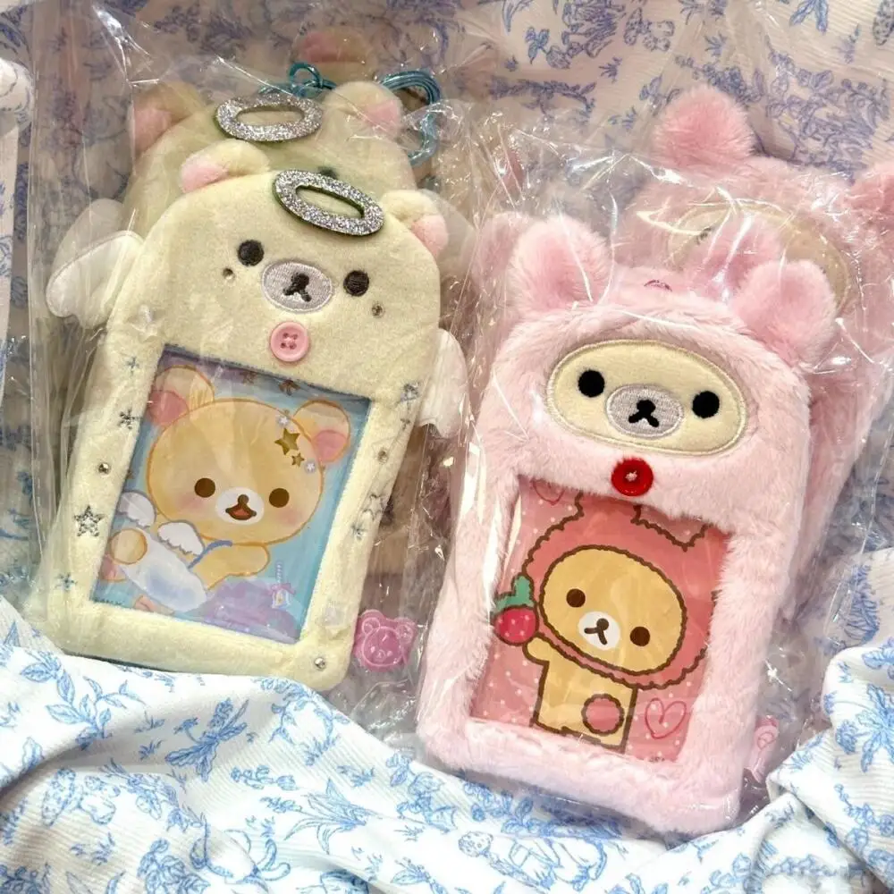 

Angel Rilakkuma Cartoon Soft Plush Card Holder Bus Meal Card Storage Backpack Handbag Hanging Ornaments Couples' Holiday Gifts