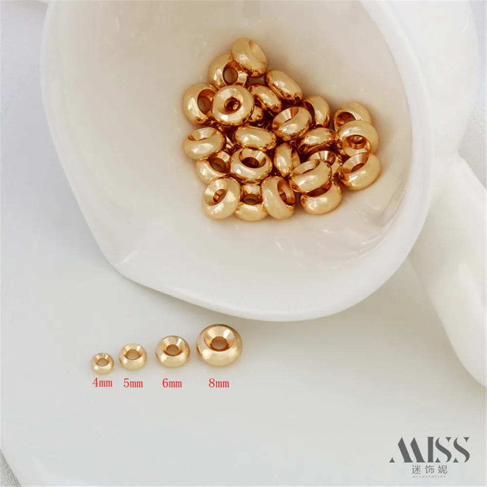 

14K Gold Bag Color Glossy Wheel Beads Spacer Beads Tire Beads DIY Gold Beads Bracelet Necklace String Jewelry Accessories