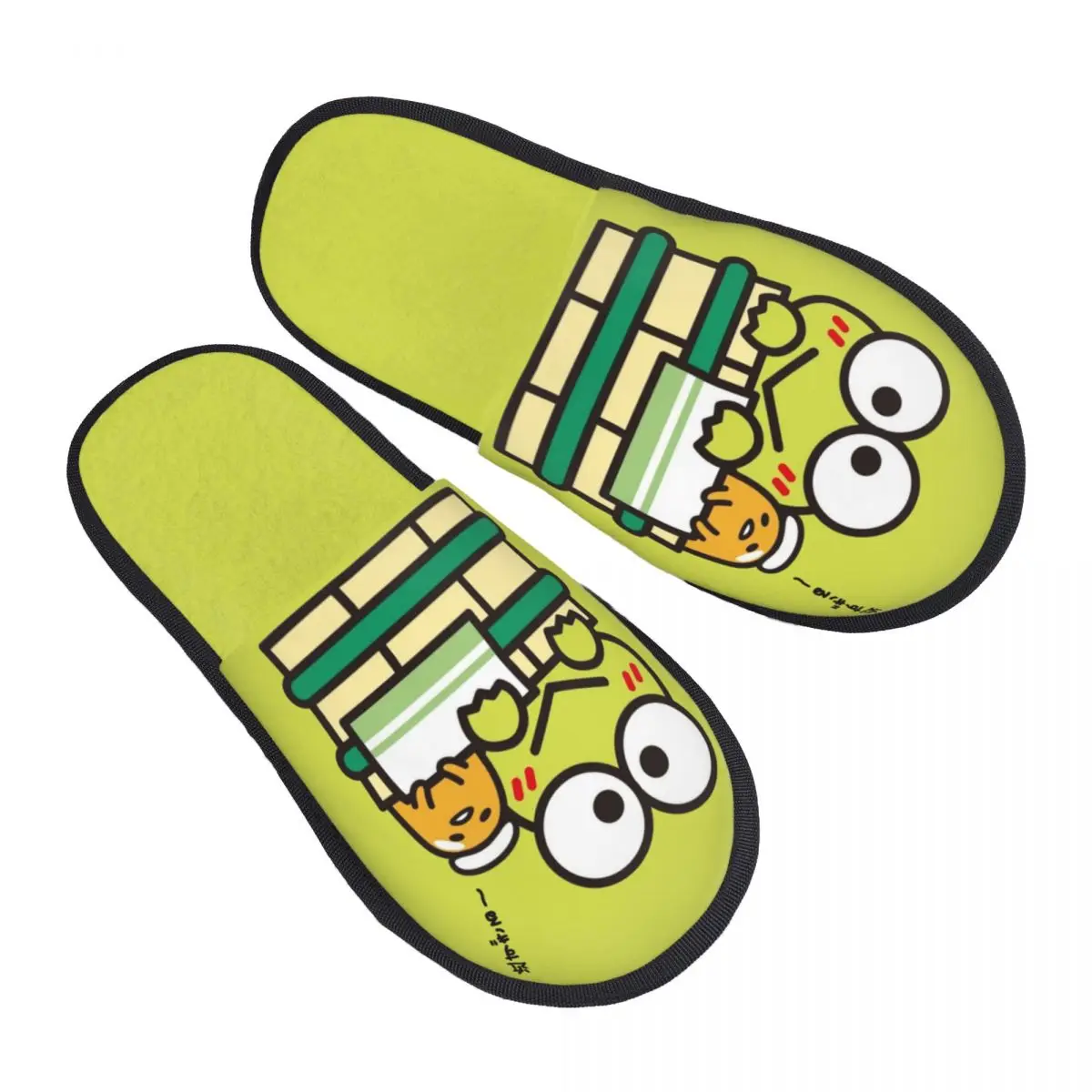 

Изготовленные на заказ тапочки из пены с эффектом памяти KeroKeroppi, женские уютные теплые домашние тапочки