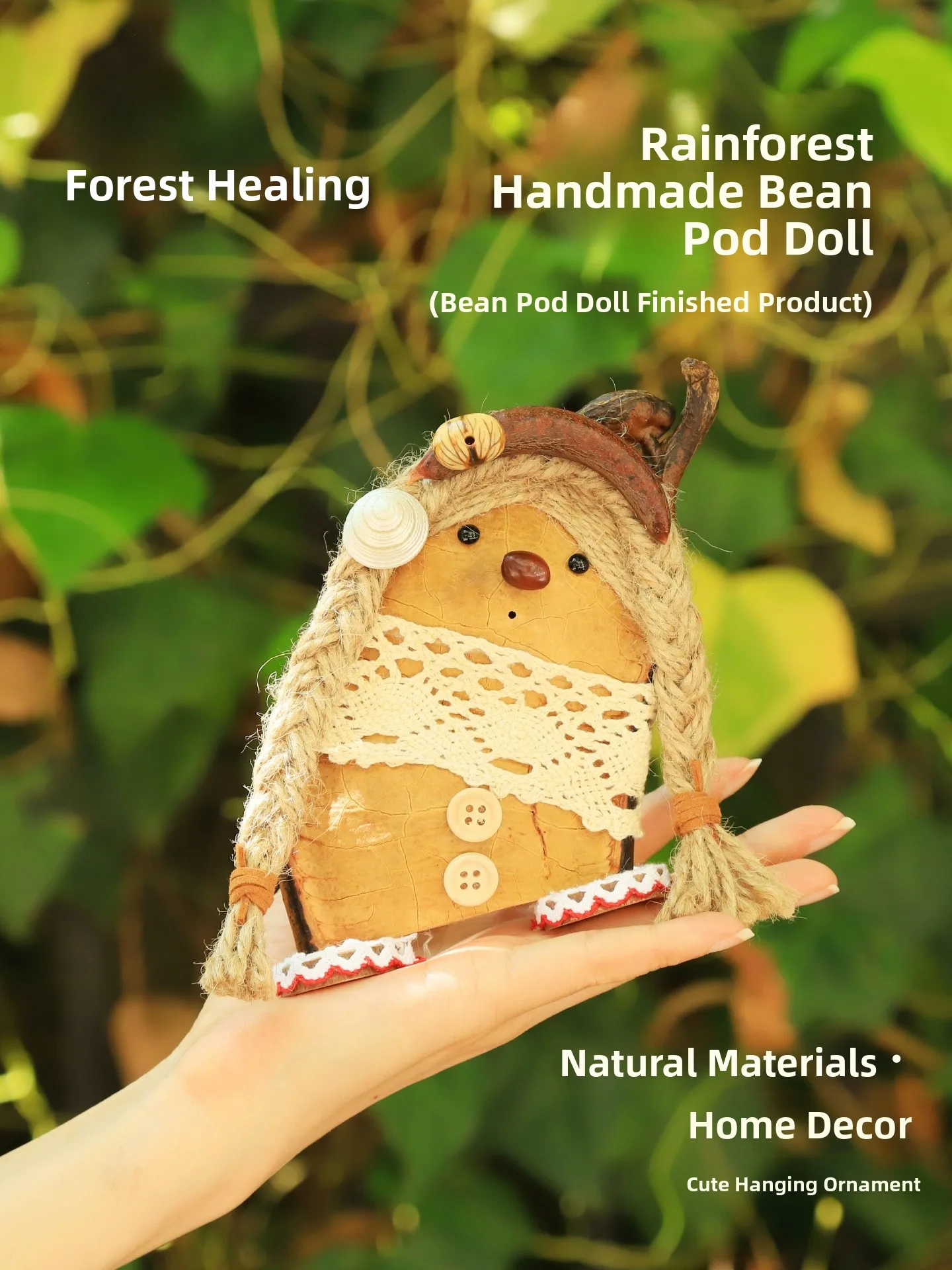 Adorable Handmade Soybean Pod Doll Bag Charm Finished Product Wall Decor Cute DIY Mengsha Vine Design Bag Accessory