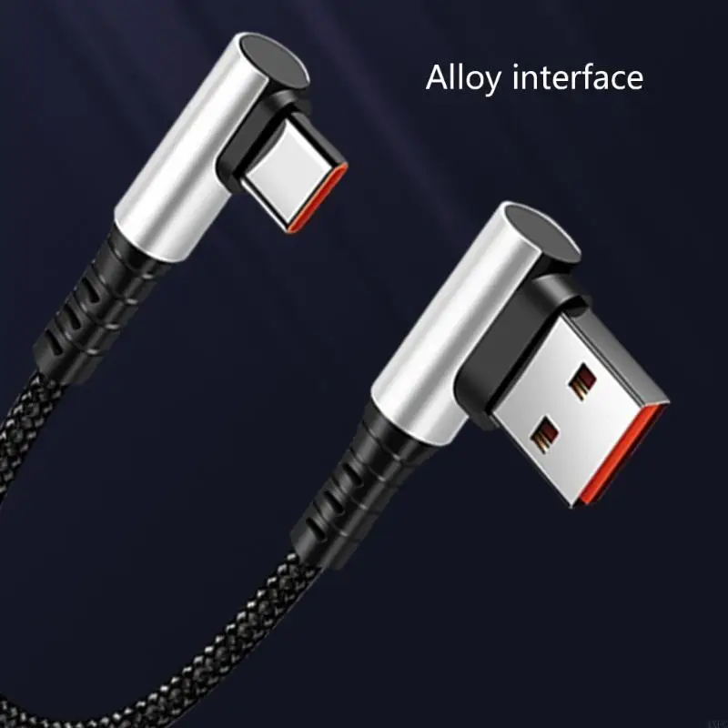 6A 0.25 0.5M Short Cable 90 Degree Elbow USB A To Type C Cable Fast Charging Data Cord Power Bank Wire For Phone Speakers