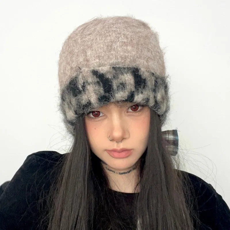 inverno-quente-leopardo-impressao-jacquard-cor-bloqueada-pulover-chapeu-de-malha-para-homens-e-mulheres-ao-ar-livre-protecao-de-orelha-cranio-gorro-bones