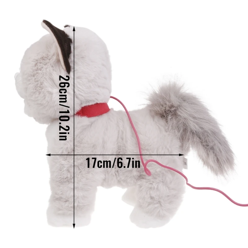 Leash Electric Walking Toy Simulation Singing Toy Barking Plush Kitten Toy Baby Craw Learning Toy Toddler Gift D5QF