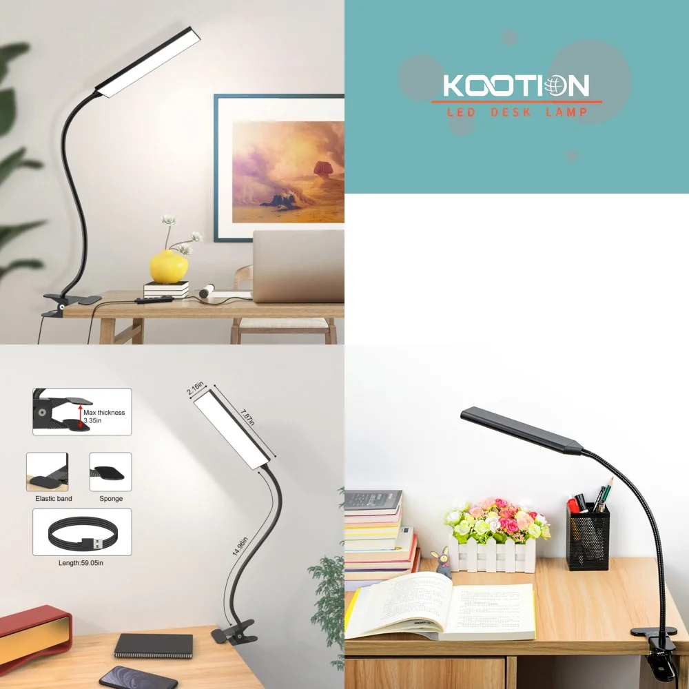 

PlugLED Настольная лампа Регулируемый зажим на шею для чтения Уход за глазами Портативная учебная лампа 5 В с USB-питанием и регулируемой яркостью Настольные лампы Taskin