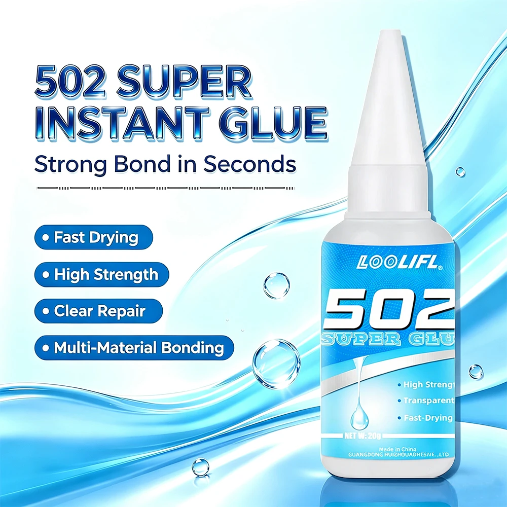 502 Super Instant Glue Fast Dry Strong Adhesive Clear Repair Glue Multi Material Metal Plastic Wood Ceramic Leather Quick Bond
