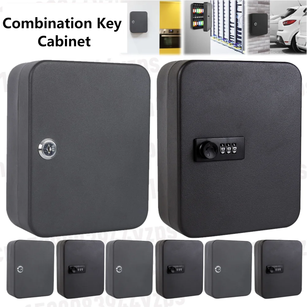 

Combination Key Cabinet with Key/Code Lock 20 Key Hooks Key Cabinet Security Lock Wall Mount Box Key Holder Box Home Safe Box