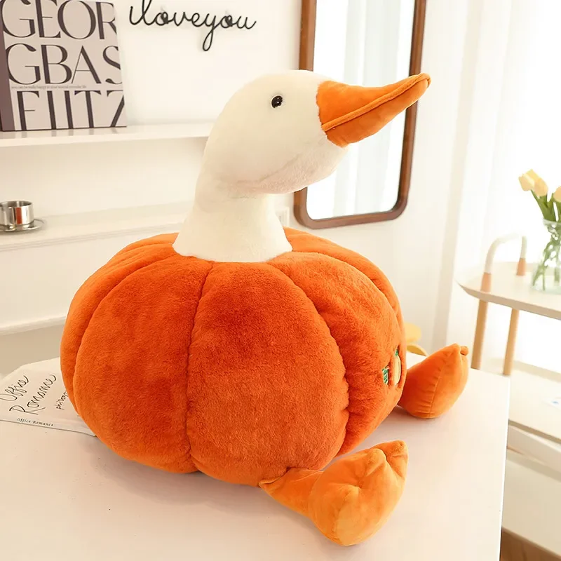 

Lovely Pumpkin Big White Goose Plush Toy Duck Doll Doll To Accompany Sleeping Doll Throw Pillow Birthday Gift To Girls