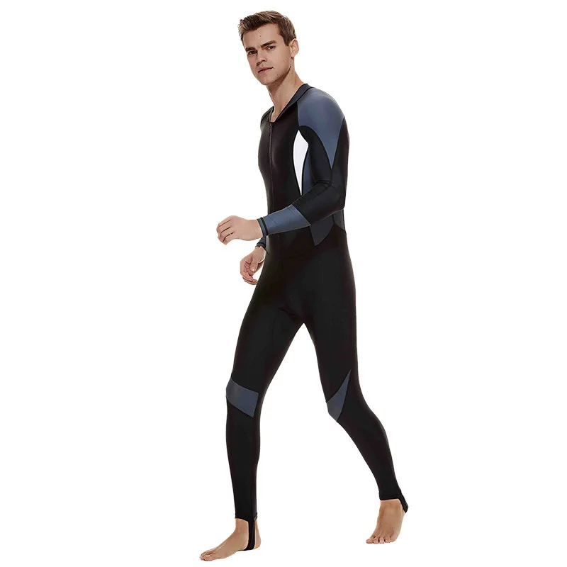 Rash Guard Full Bodysuit Dive Skin Men UV Sun Protection One Piece Swimsuit Thin Wetsuit Long Sleeve Spandex Front Zipper UPF50+