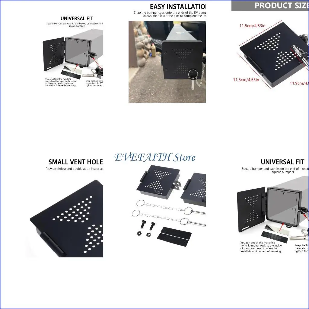 

124B RVs Bumper Caps Cover Replacement Accessories 4inch RVs Square Bumpers End Caps Trim Covers RVs Bumper Plug End Caps