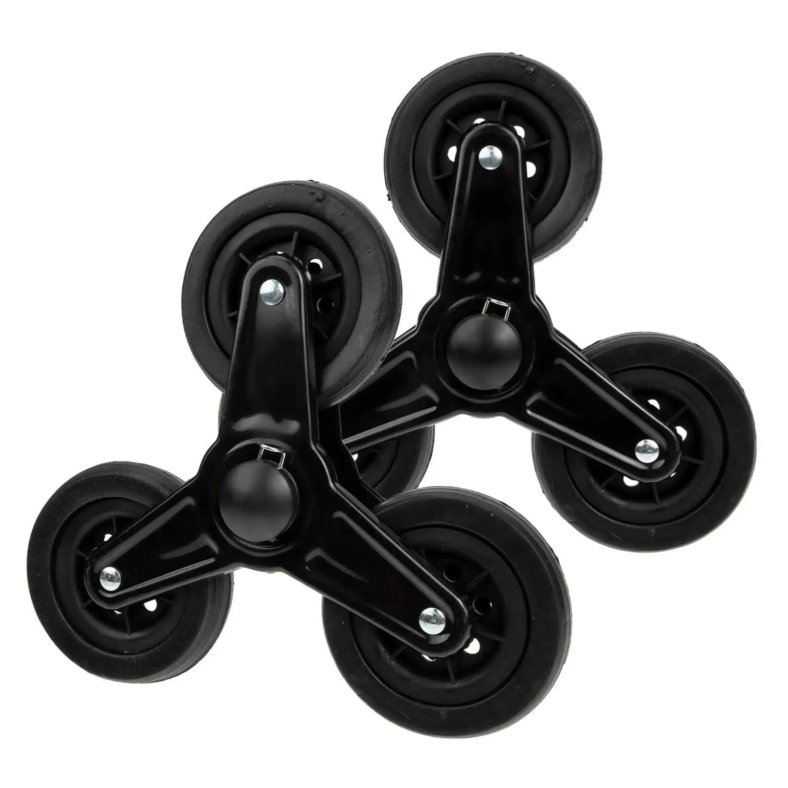 2x Foldable Shopping Cart Wheels Spare Parts with Metal Bracket Lightweight Wheel Diameter 9.5cm Black Accessory Anti Slip