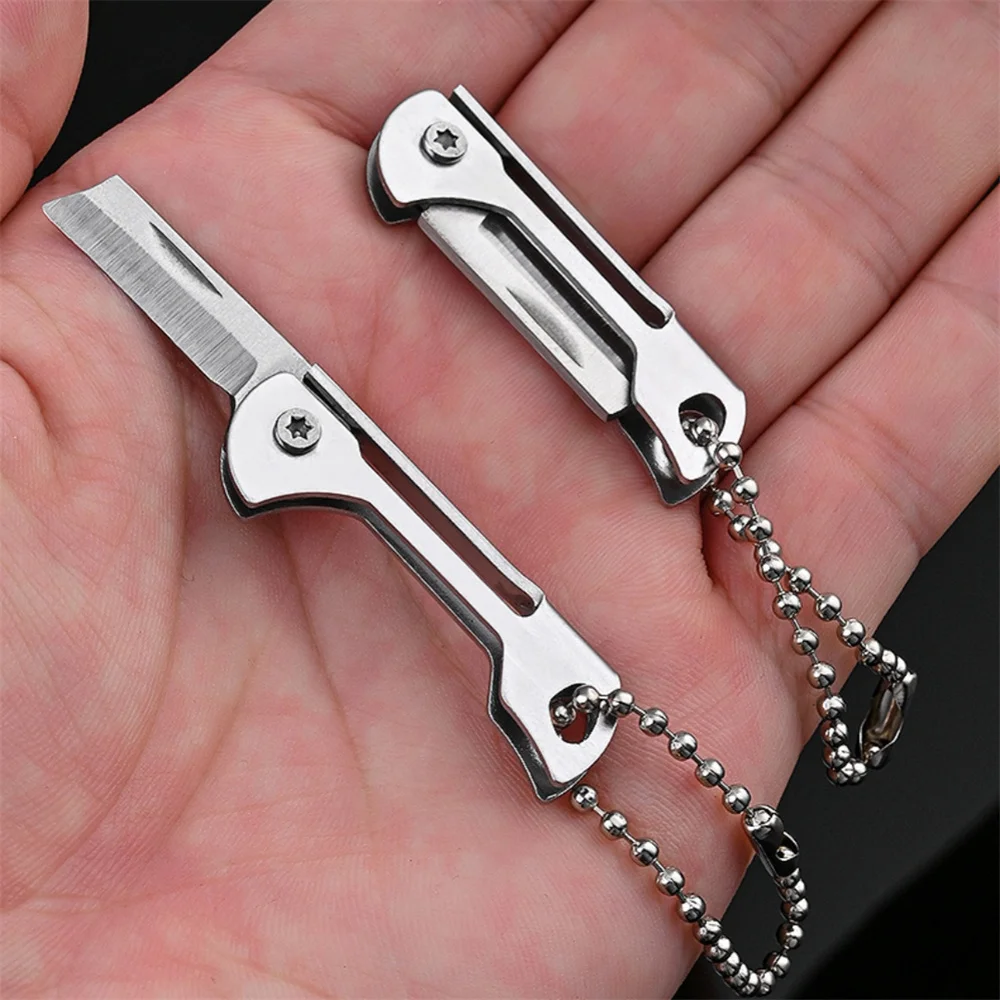 سكين جيب صغير قابل للطي المفاتيح الفولاذ المقاوم للصدأ سكين جيب قلادة المحمولة في الهواء الطلق التخييم سكين الدفاع عن النفس أدوات هدية #2