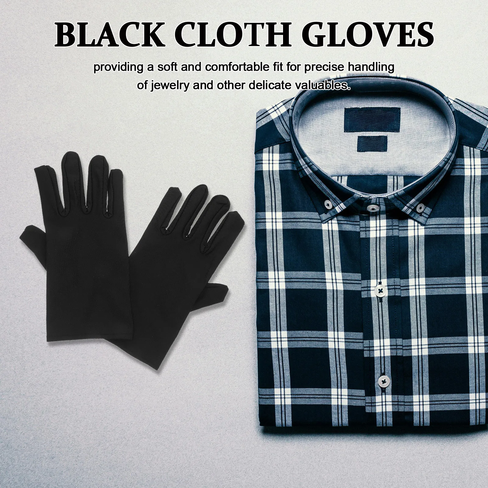 

6Pairs Soft Breathable Cotton Gloves Thin Black Gloves for Jewelry Watch Coin Handling Cleaning Delicate Delicate Items Art