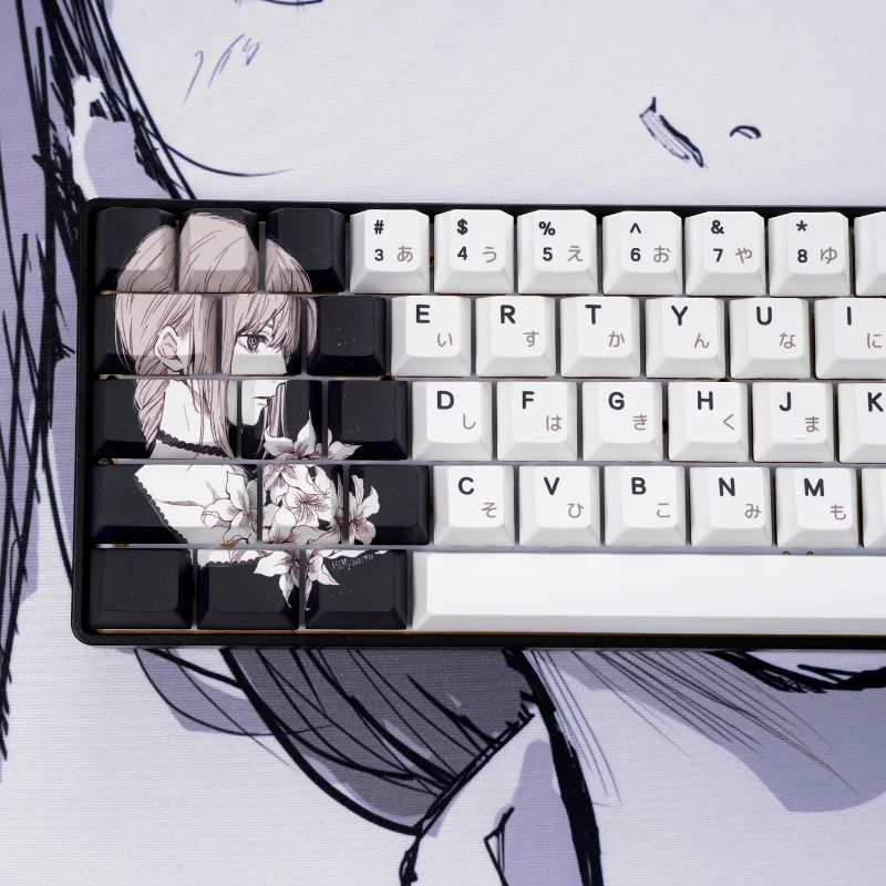 142 Keys Makima Anime Keycaps PBT Alice Keycap Chreey Keycaps Japan Key Cap Dye-sub Mechanical Keyboard Caps for 64/68/71/108