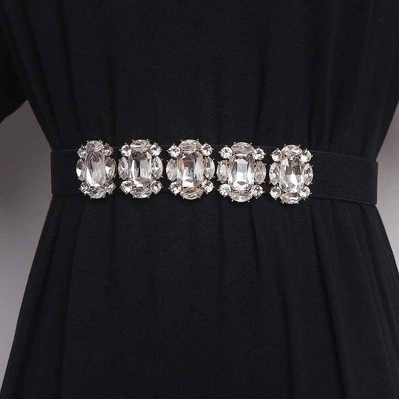 المرأة المدرج موضة لامعة الماس مطاطا فستان Cummerbunds الكورسيهات حزام أحزمة الديكور حزام ضيق TB2807