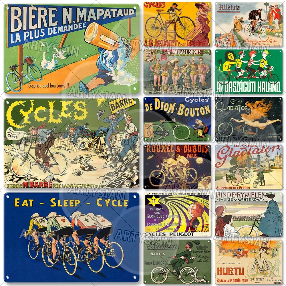 Placa de bicicleta ciclo anúncios sinal de metal bianchi gladiador alcyon simpson comer sono clement barré alleluia colombas hurtu humber