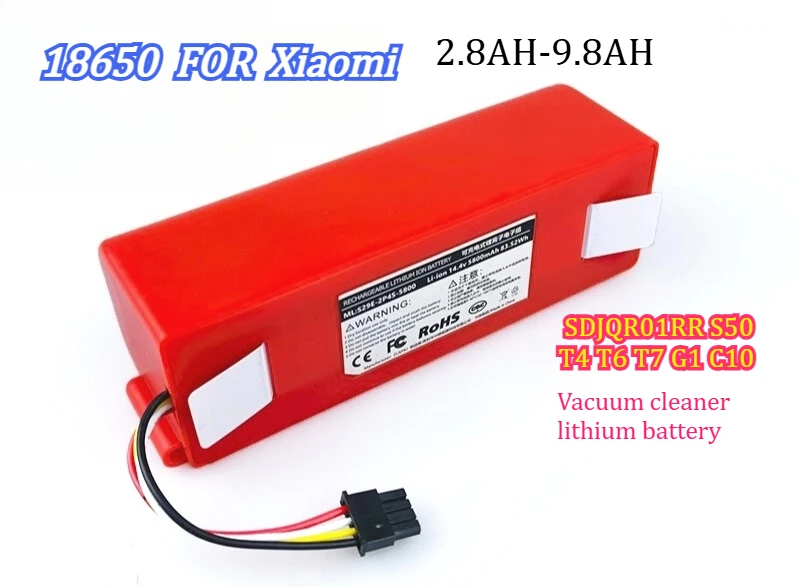 

Аккумулятор 2.8AH-9.8AH для робота-пылесоса Xiaomi 1-го поколения SDJQR01RR Stone S50 T4 T6 T7 G1 Small Watt C10