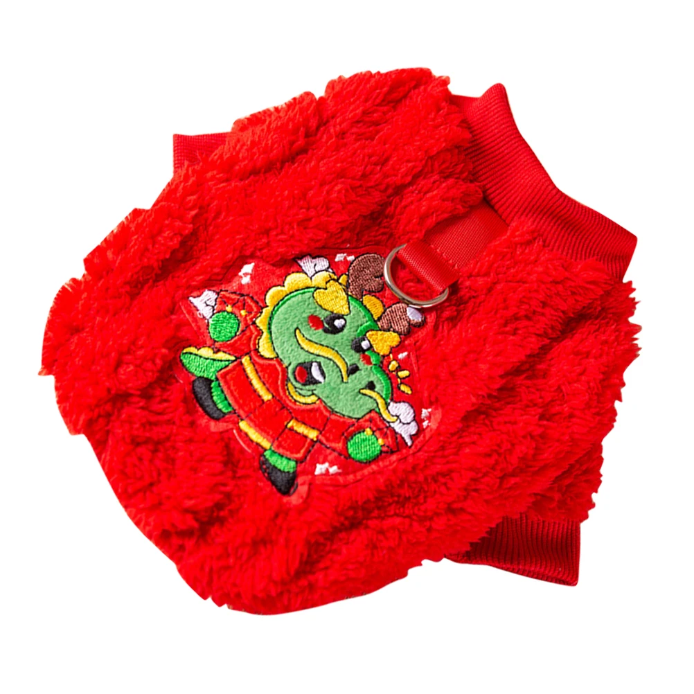 

Chinese New Year Dog Clothes Dragon Pattern Warm Puppy Winter Coat Comfortable Easy Wear Harness Hook for Walking Jogging