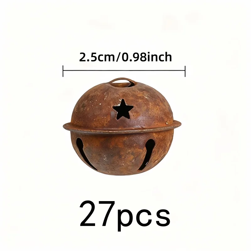 27 pcs Distressed Jingle Bells, Clear Bell Sound, suitable for Christmas Decoration, Easy Hang Loop Top