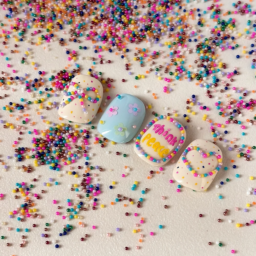 12 Gitter 3D Bunte Mini-Kaviar-Perlen Nagelcharms Winzige Macaron-Farben Runde Kugeln Nagelkunst-Dekorationen DIY Maniküre-Zubehör – Detail 10