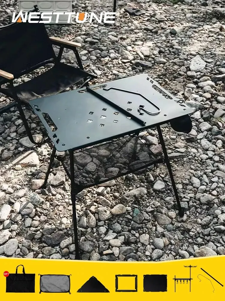 WESTTUNE Camping IGT Stół taktyczny z akcesoriami Lekki, wielofunkcyjny, składany stół zewnętrzny ze stopu aluminium, regulowany