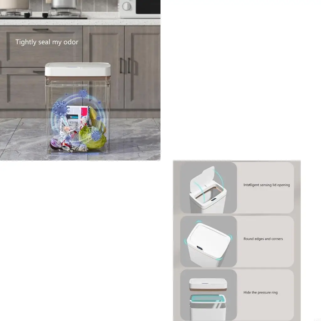 

Интеллектуальная мусорная корзина с крышкой датчиков, большая мощность 15 л/18L Автоматическое мусорное баллон для домашнего и