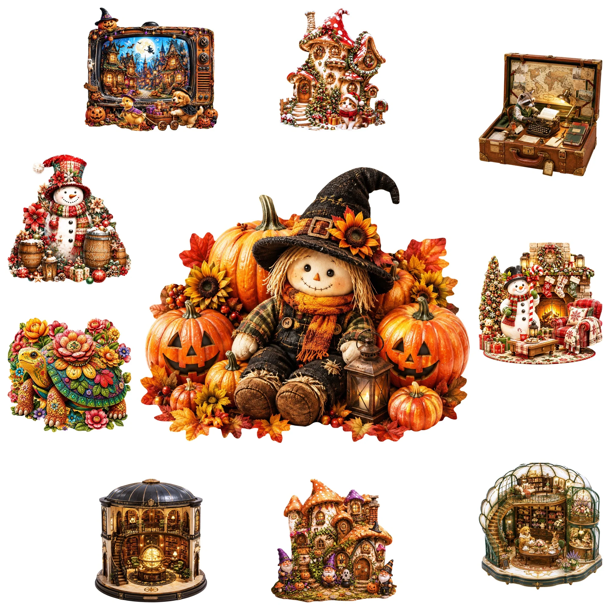 Scarecrow Flat Wooden Puzzle Puzzle Game Toy Animal Jigsaw Puzzle Tabletop Puzzle Game Gift for Teens and Kids
