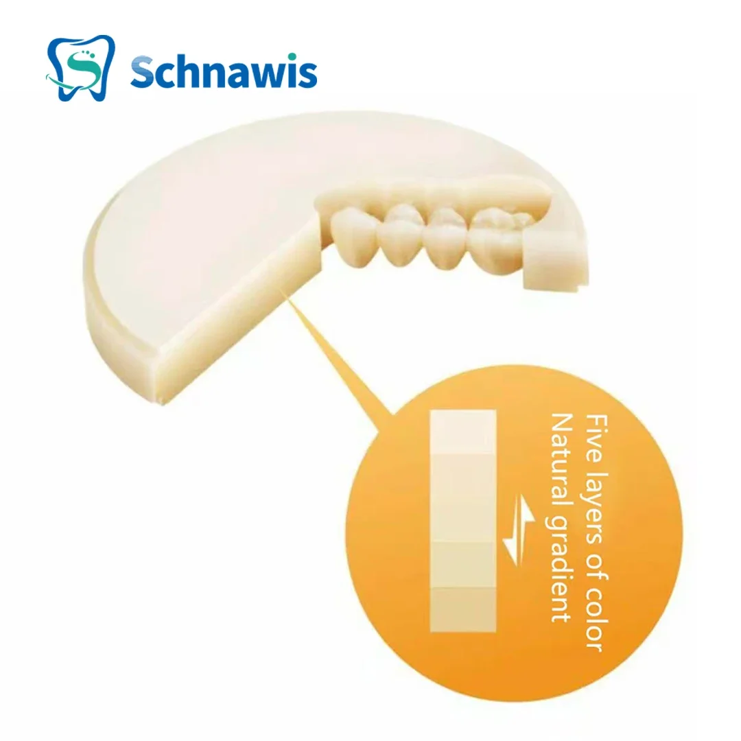 Dental Wielowarstwowe bloki cyrkonowe w kolorze gradientu Wszystkie materiały ceramiczne do renowacji jamy ustnej System frezowania Cad-Cam