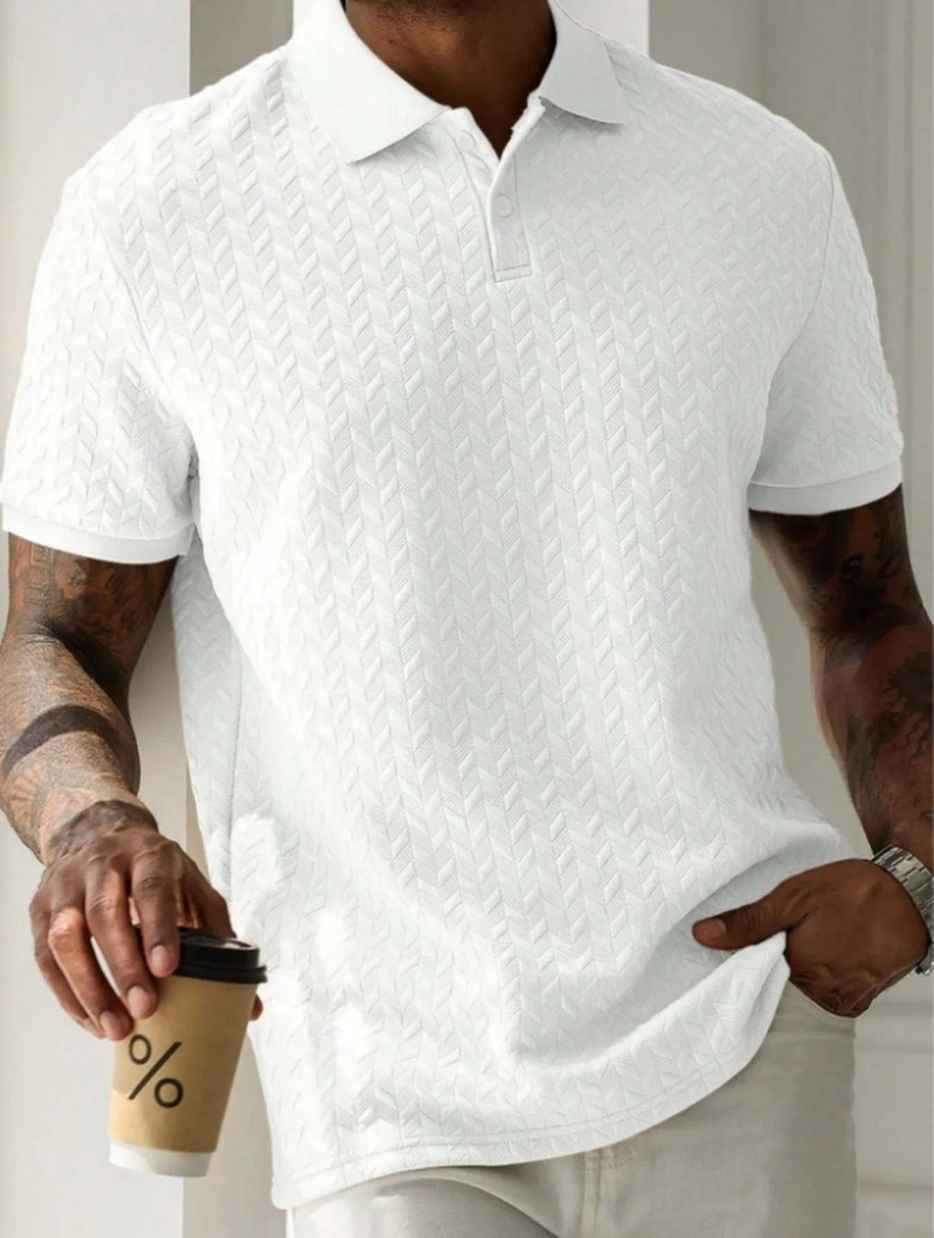 

New Men's Solid Color Lapel Short Sleeve Polo Shirt Loose Casual Breathable Soft Top Lightweight Comfy Fashion Daily Wear