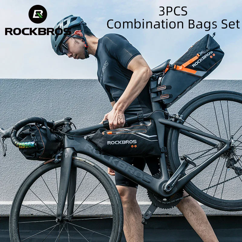 ROCKBROS 3PCS Combination Bicycle Bags Waterproof Big Capacity Bike Front Bag + Tube Bag + Tail Bag Travel MTB Road Cycling Bags