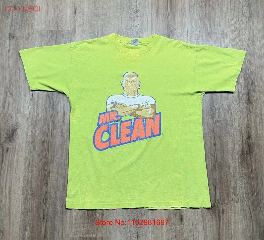 Vintage 90s Mr Clean Product Mascot Promo Lime Green T-Shirt XL