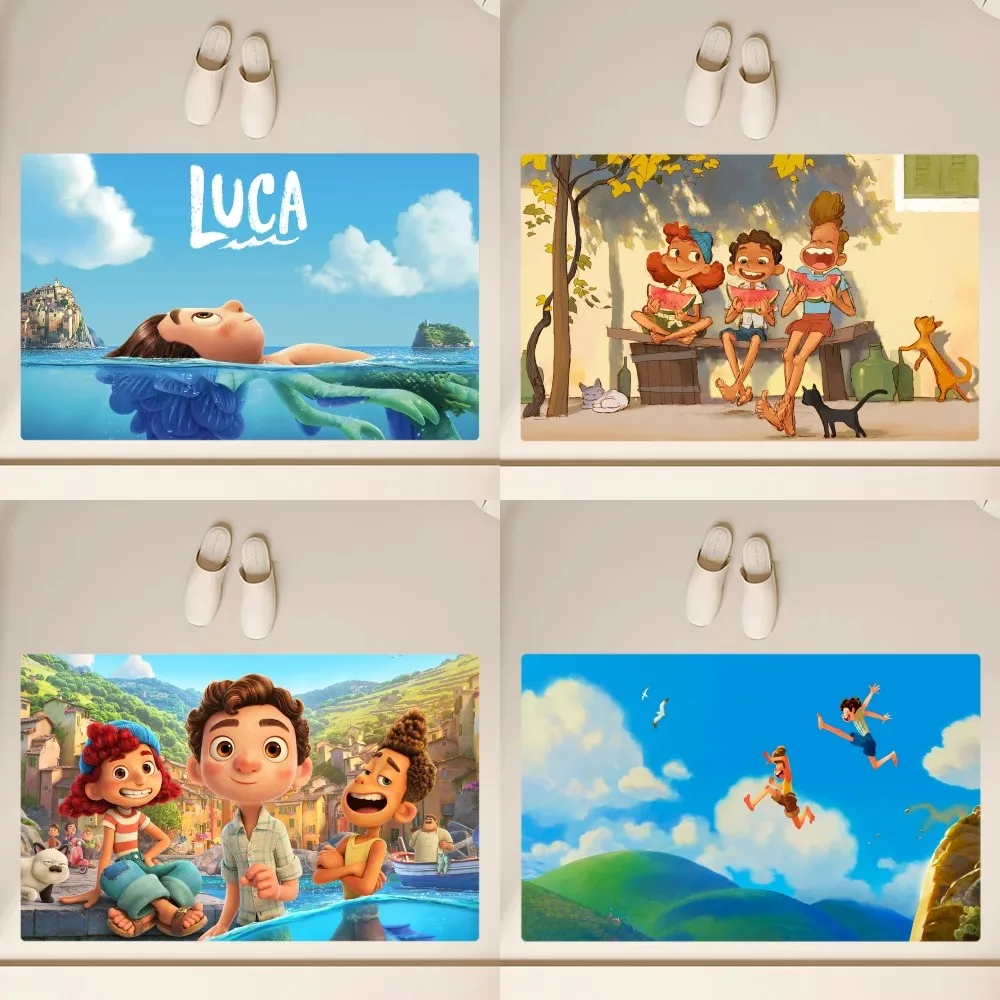 Miniso Disney Luca Movie Floor Mat  Anti-Slip Bathroom Kitchen Bedroom Living Room Entrance Rug Home Decor