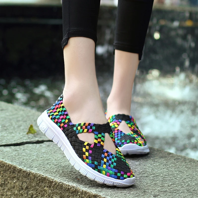 2021 Spring women flats shoes women woven shoes flat sneakers shoes ballet flats female multi eva loafers ladies shoes 569