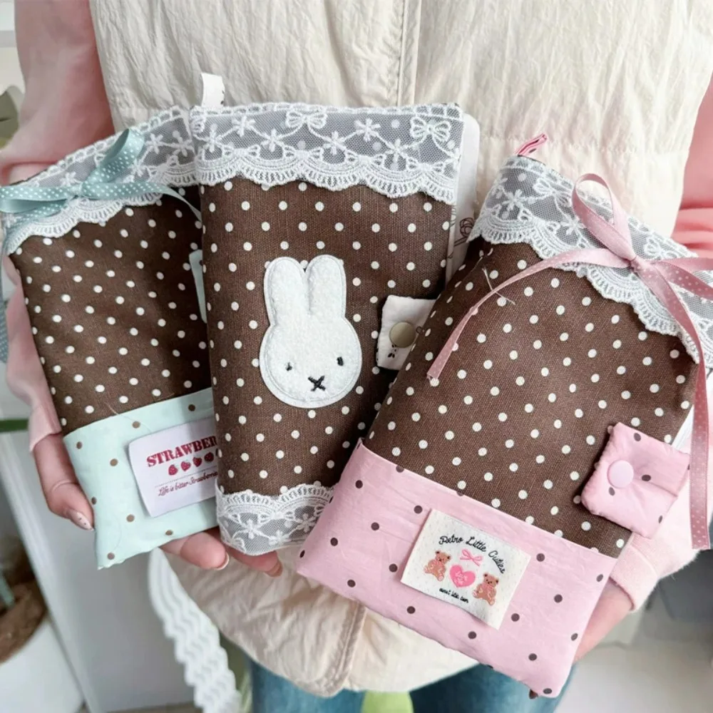Girly Hand Account Book Cute Fabric A6 Notebook Wave Journal Portable Soft Cover Notepad Creative Stationery for Writing Planner