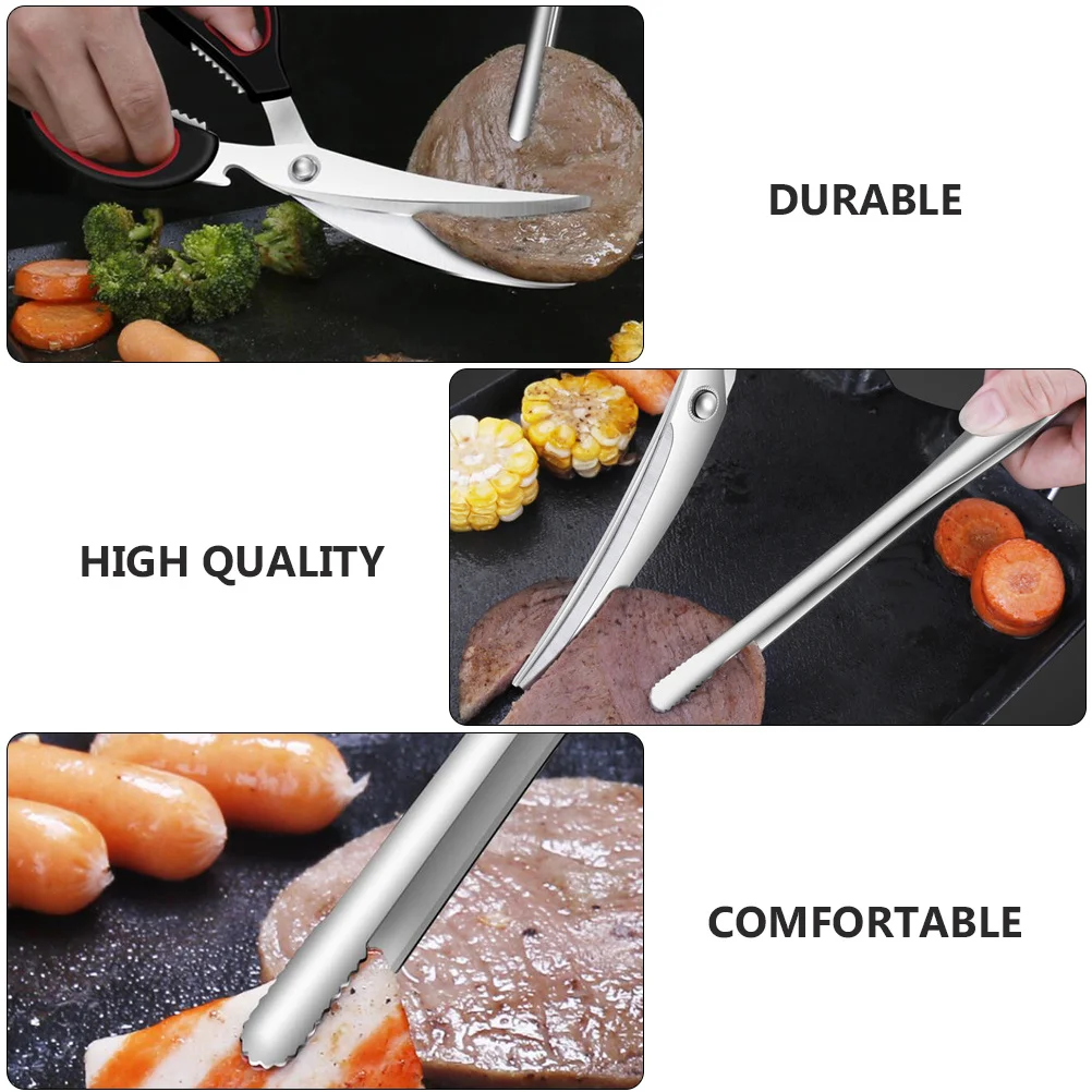 

2pcs Barbecue Tongs Grilling Scissors Set Food Clamp Roast Shear Outdoor Bbq Tools Kitchen Gadgets Camping Grilling Supplies